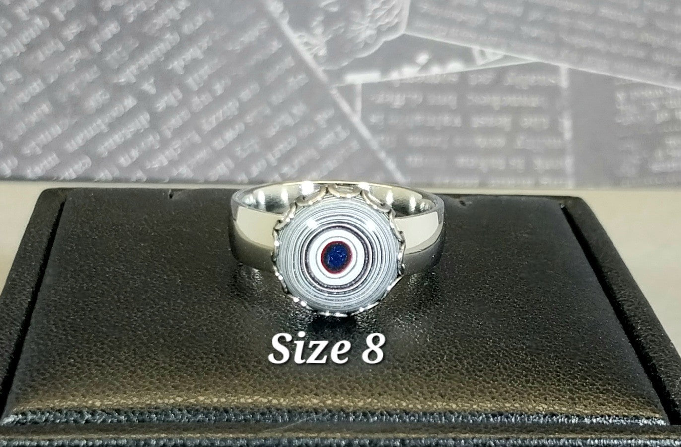 Pink Fordite Rings with Wide Comfort Bands in Stainless Steel, ET346