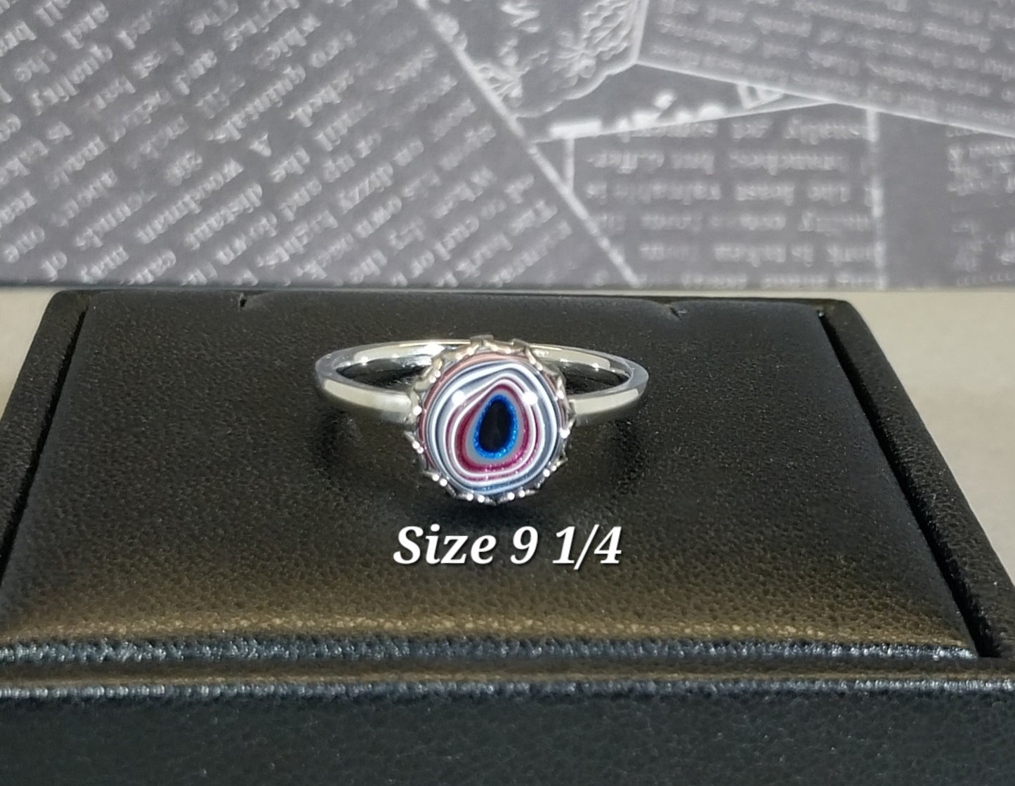 Fordite Rings with Pink and Blue Stainless Steel, ET311