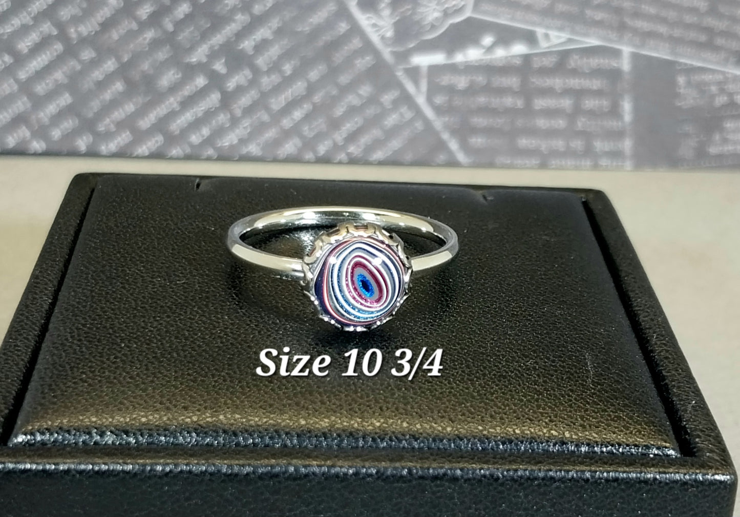 Fordite Rings with Pink and Blue Stainless Steel, ET311