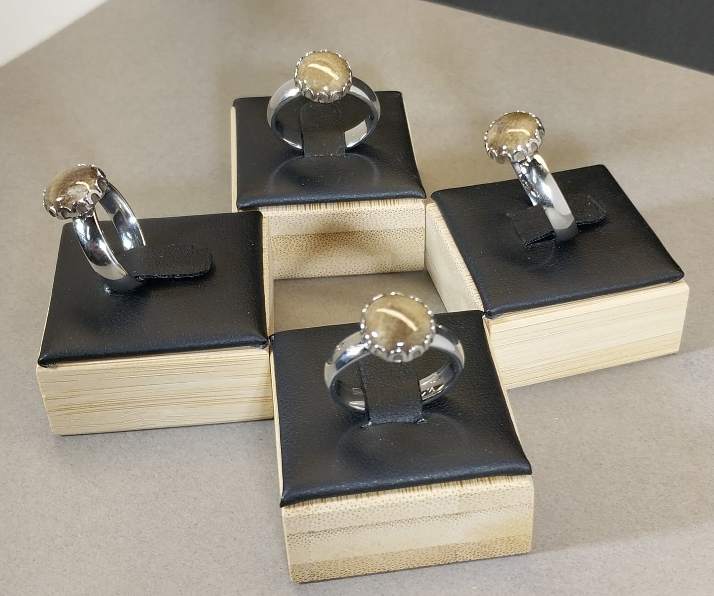 Petoskey Stone Rings in Stainless Steel, ET346