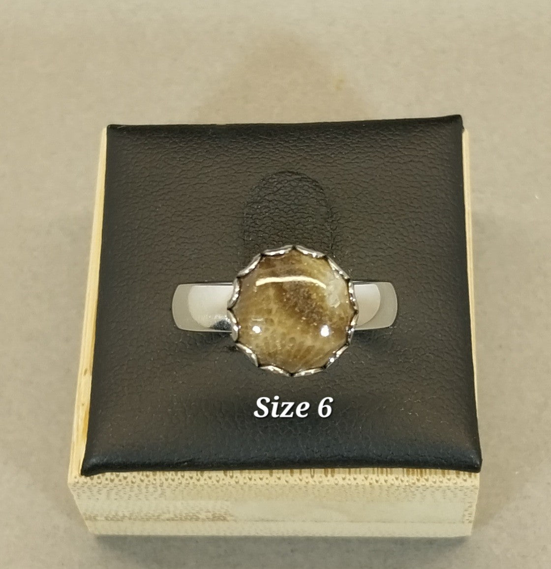 Petoskey Stone Rings in Stainless Steel, ET346