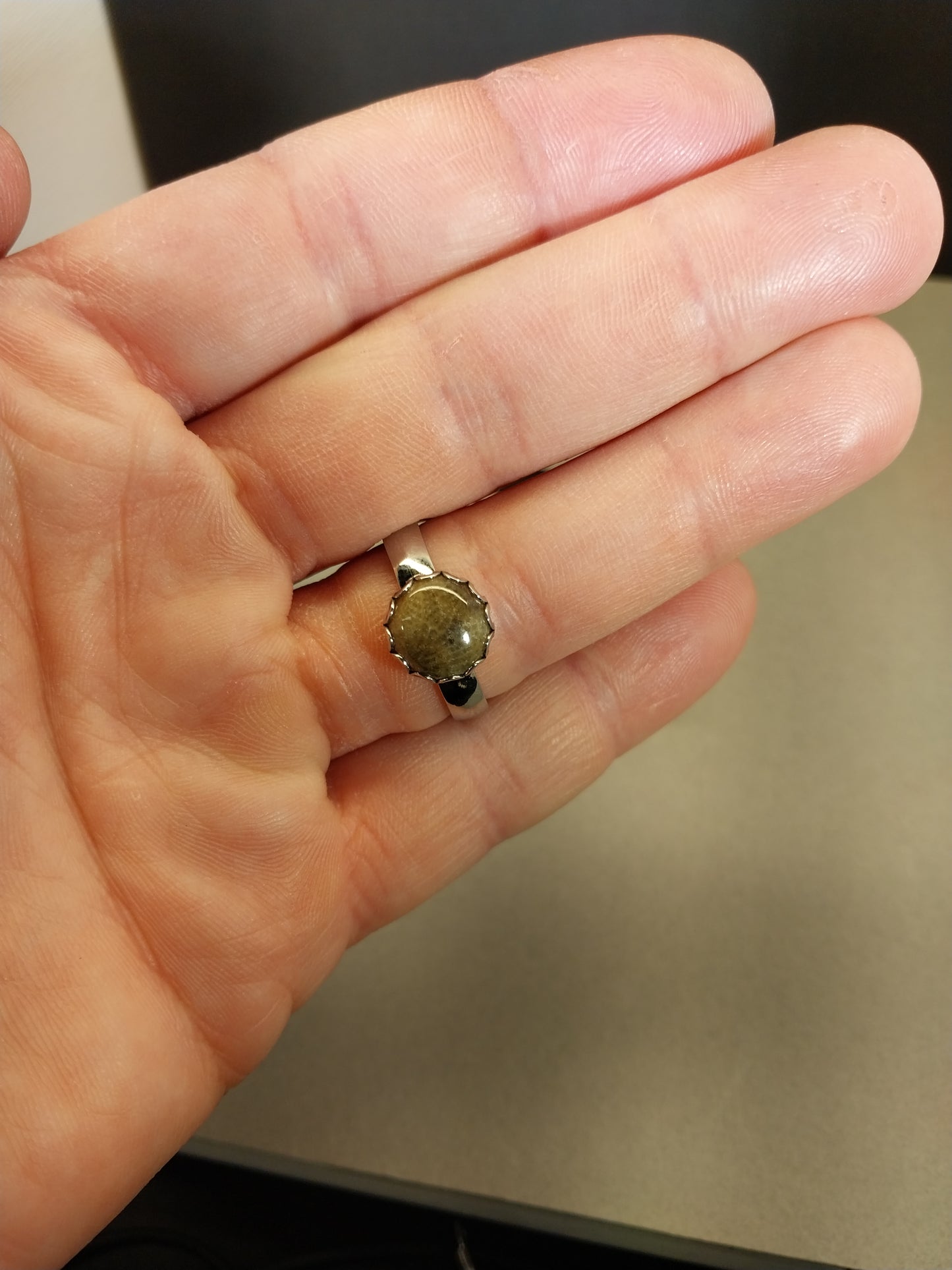Petoskey Stone Rings in Stainless Steel, ET346