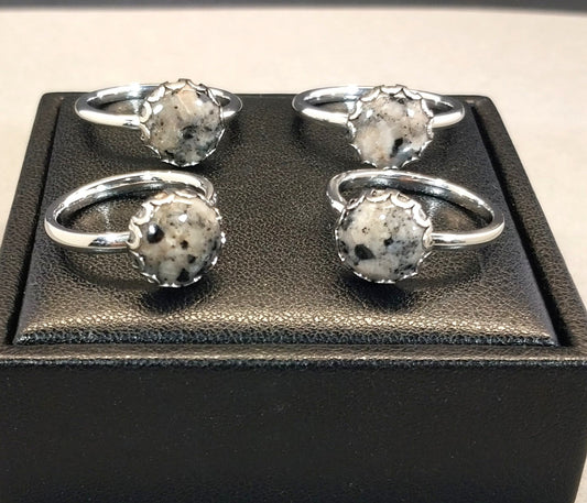 Yooper Stone Rings in Stainless Steel, Very Bright Stones, ET347