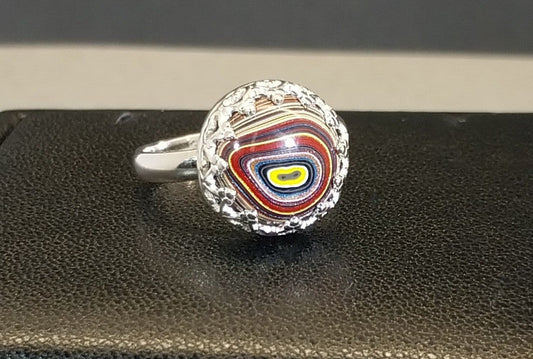 Corvetteite Fordite Ring Sterling Silver Size 6