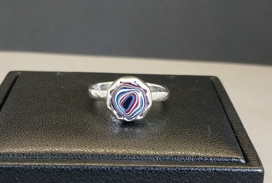 Fordite Ring Size 8 Solid 925 Sterling Silver
