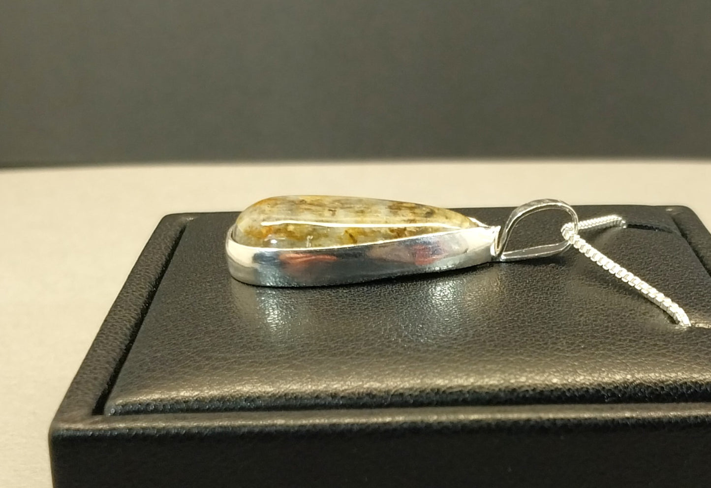 Wisconsin Moonstone Necklace, Sterling Silver, Blue Color Flash