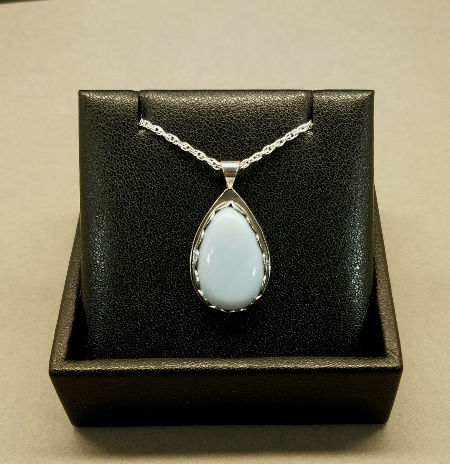 Idaho Opal Necklace, Solid Sterling Silver, Natural Sky Blue Stone