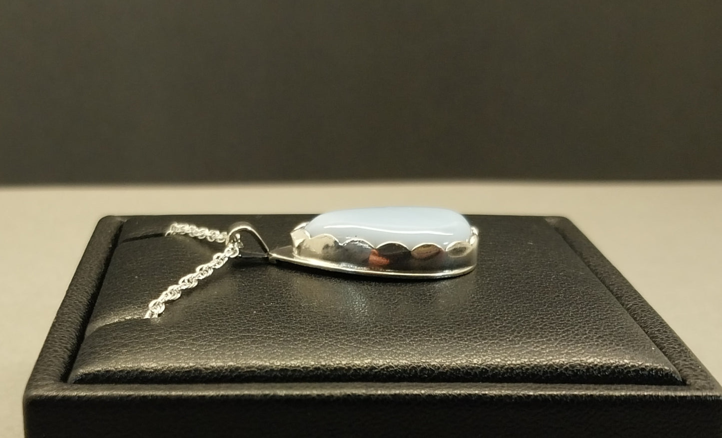 Idaho Opal Necklace, Solid Sterling Silver, Natural Sky Blue Stone