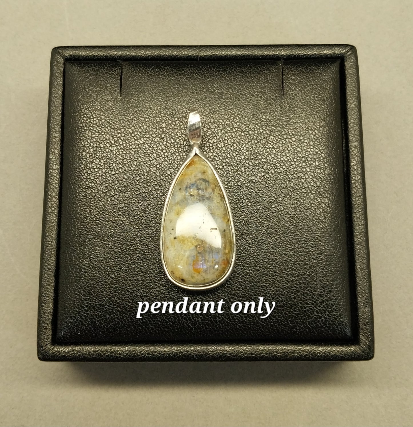Wisconsin Moonstone Necklace, Sterling Silver, Blue Color Flash