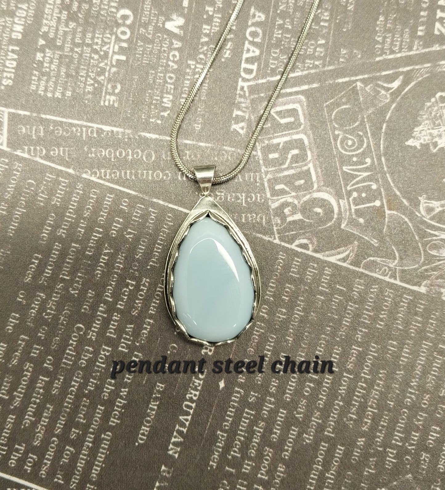 Idaho Opal Necklace, Solid Sterling Silver, Natural Sky Blue Stone