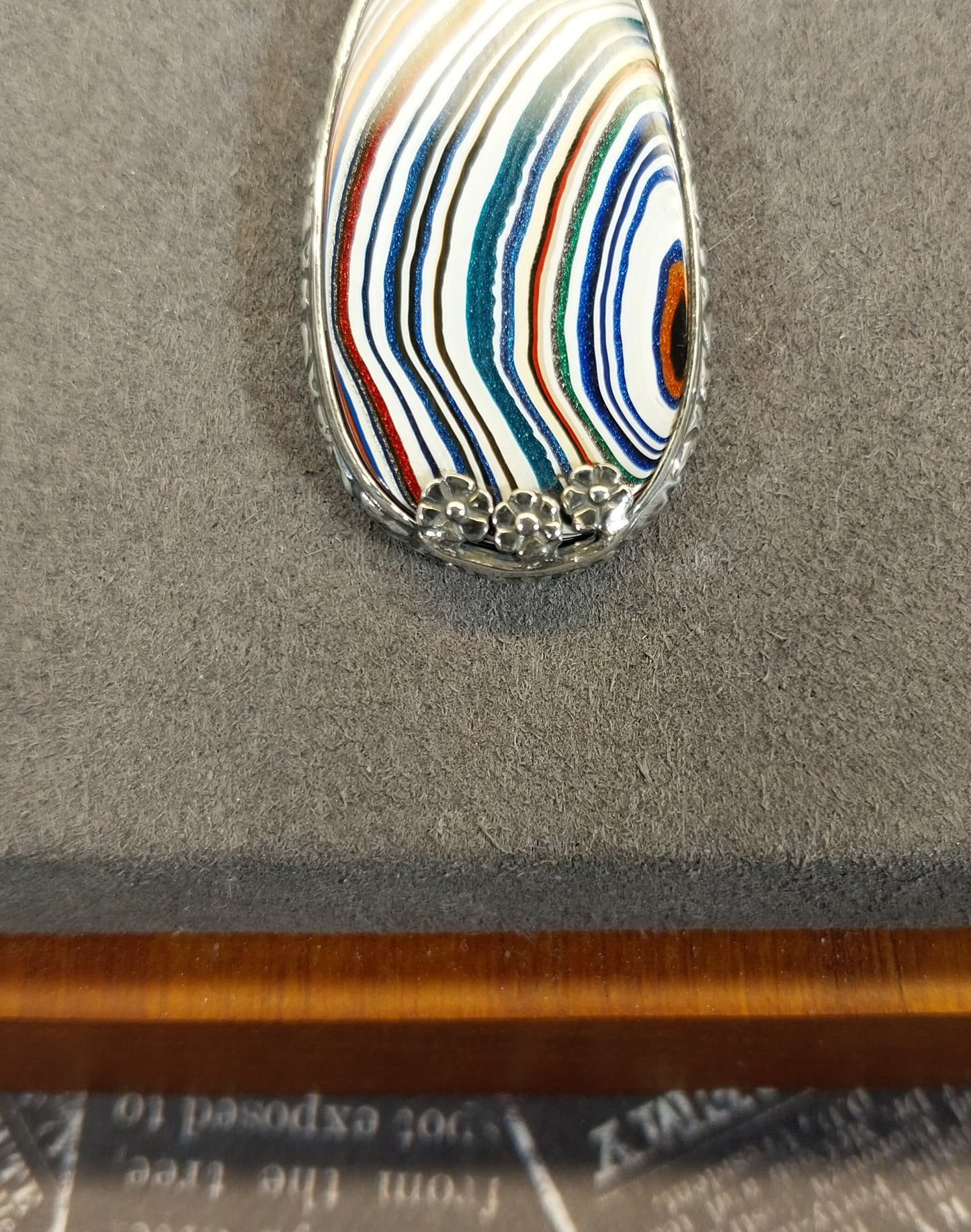 Fordite Silver Neckalce with Open Back
