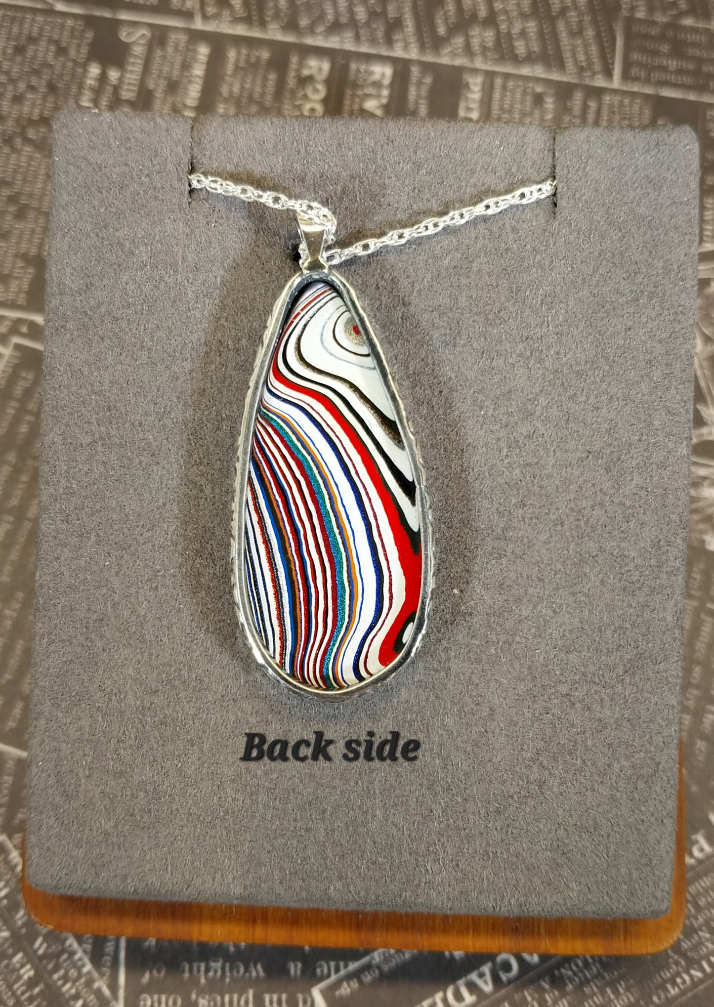 Fordite Silver Neckalce with Open Back