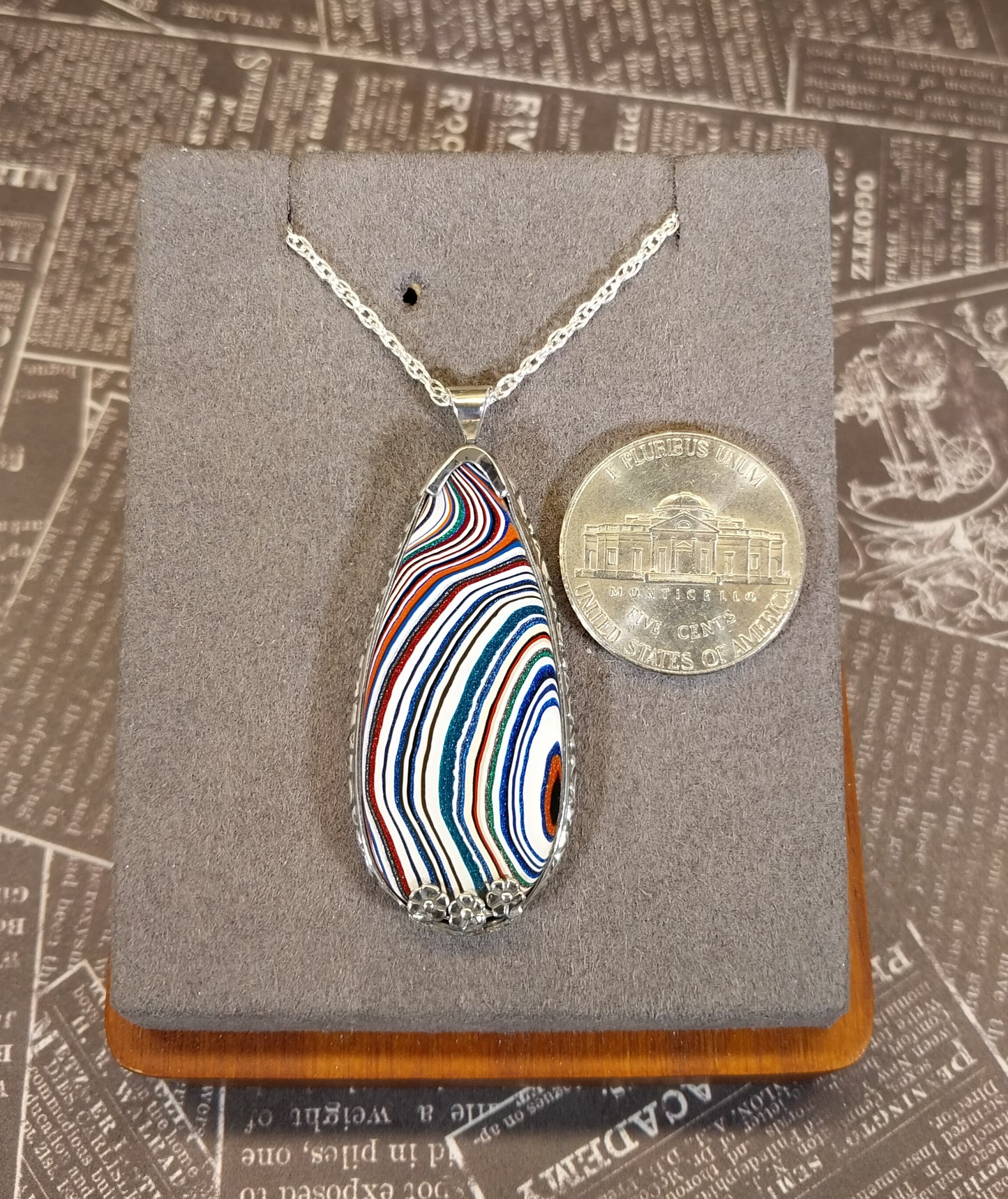 Fordite Silver Neckalce with Open Back