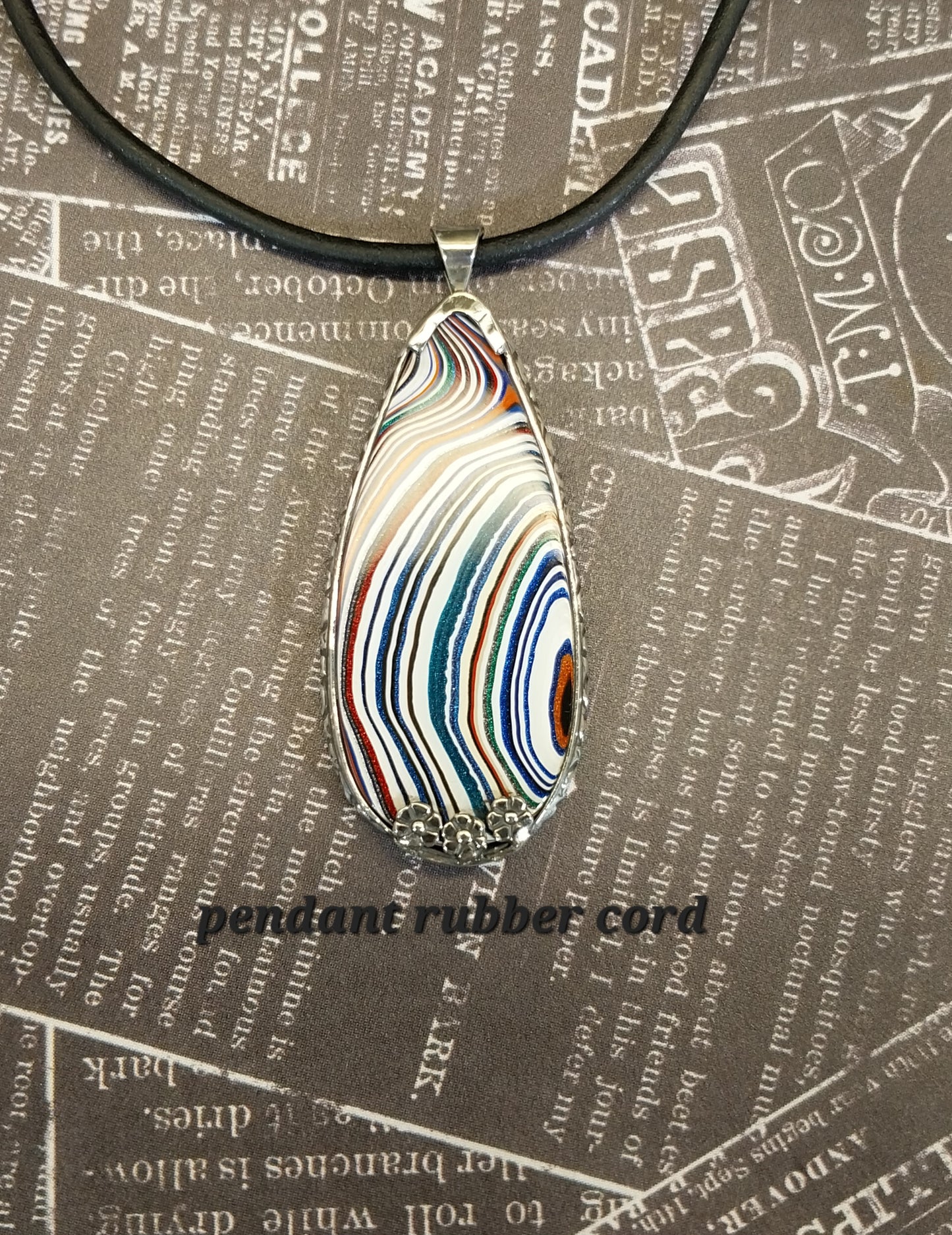 Fordite Silver Neckalce with Open Back