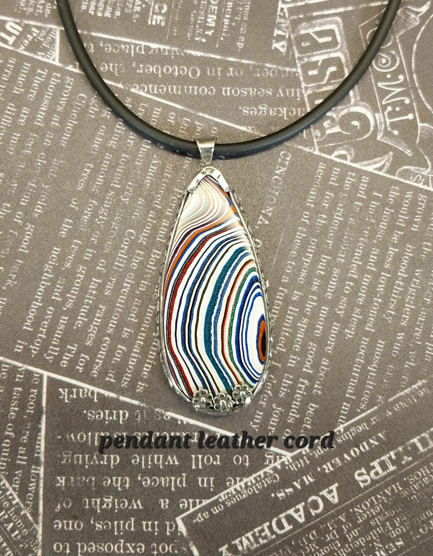 Fordite Silver Neckalce with Open Back