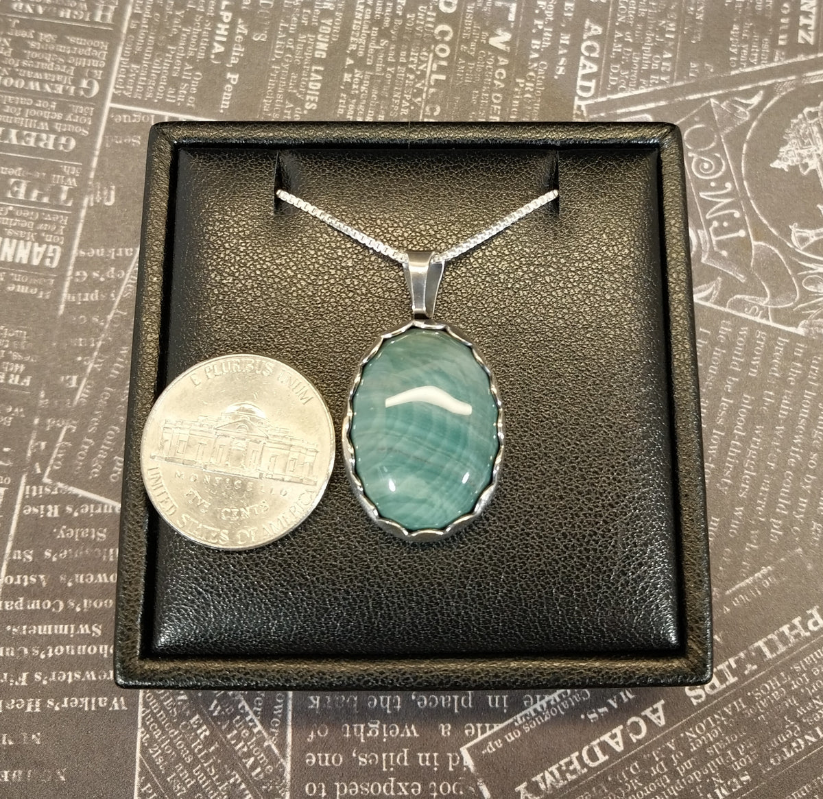 Orbicular Petrified Wood Necklace, Solid Silver Pendant, Gary Green Petrified Bog Wood from Oregon