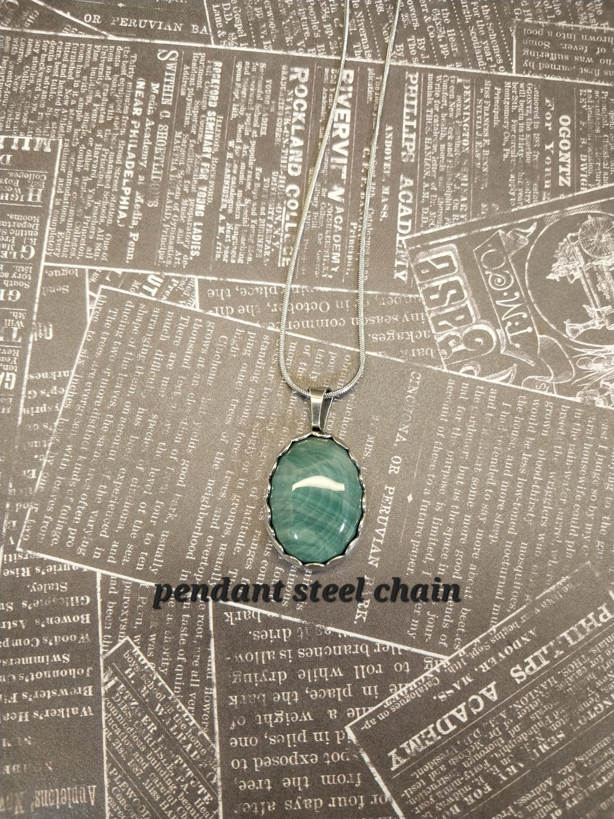 Orbicular Petrified Wood Necklace, Solid Silver Pendant, Gary Green Petrified Bog Wood from Oregon