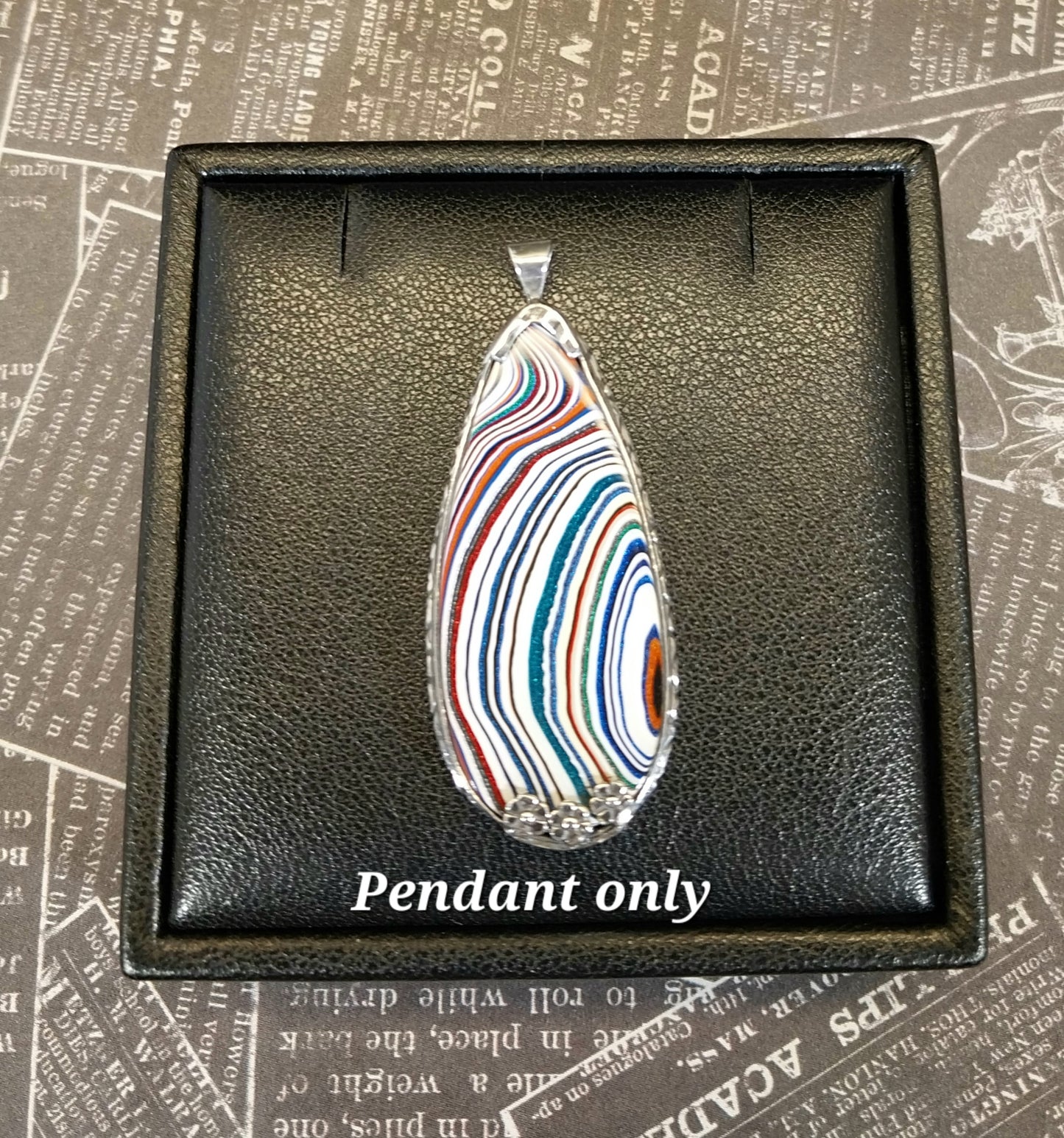 Fordite Silver Neckalce with Open Back