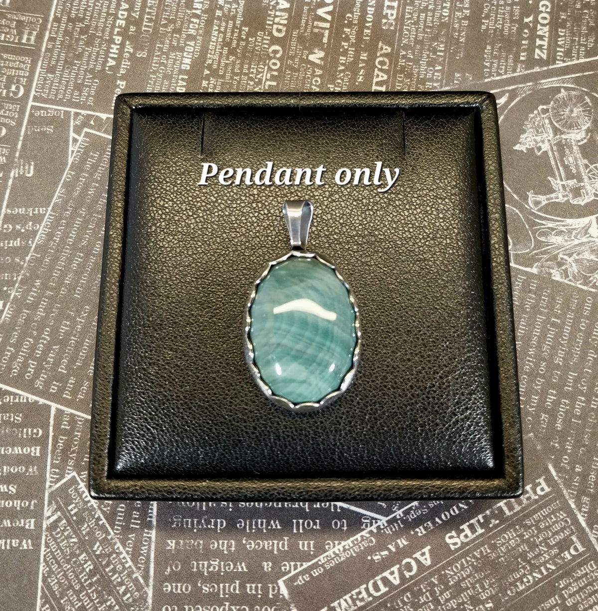 Orbicular Petrified Wood Necklace, Solid Silver Pendant, Gary Green Petrified Bog Wood from Oregon