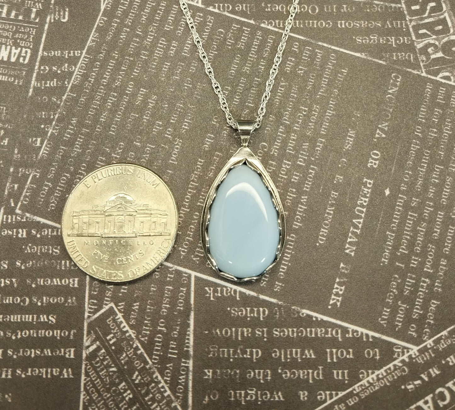 Idaho Opal Necklace, Solid Sterling Silver, Natural Sky Blue Stone