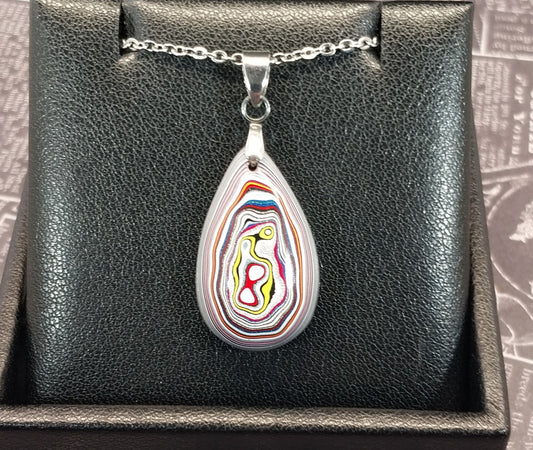 Fordite Necklace, Smaller Size, Fordite Jewelry, USA Handmade EB100
