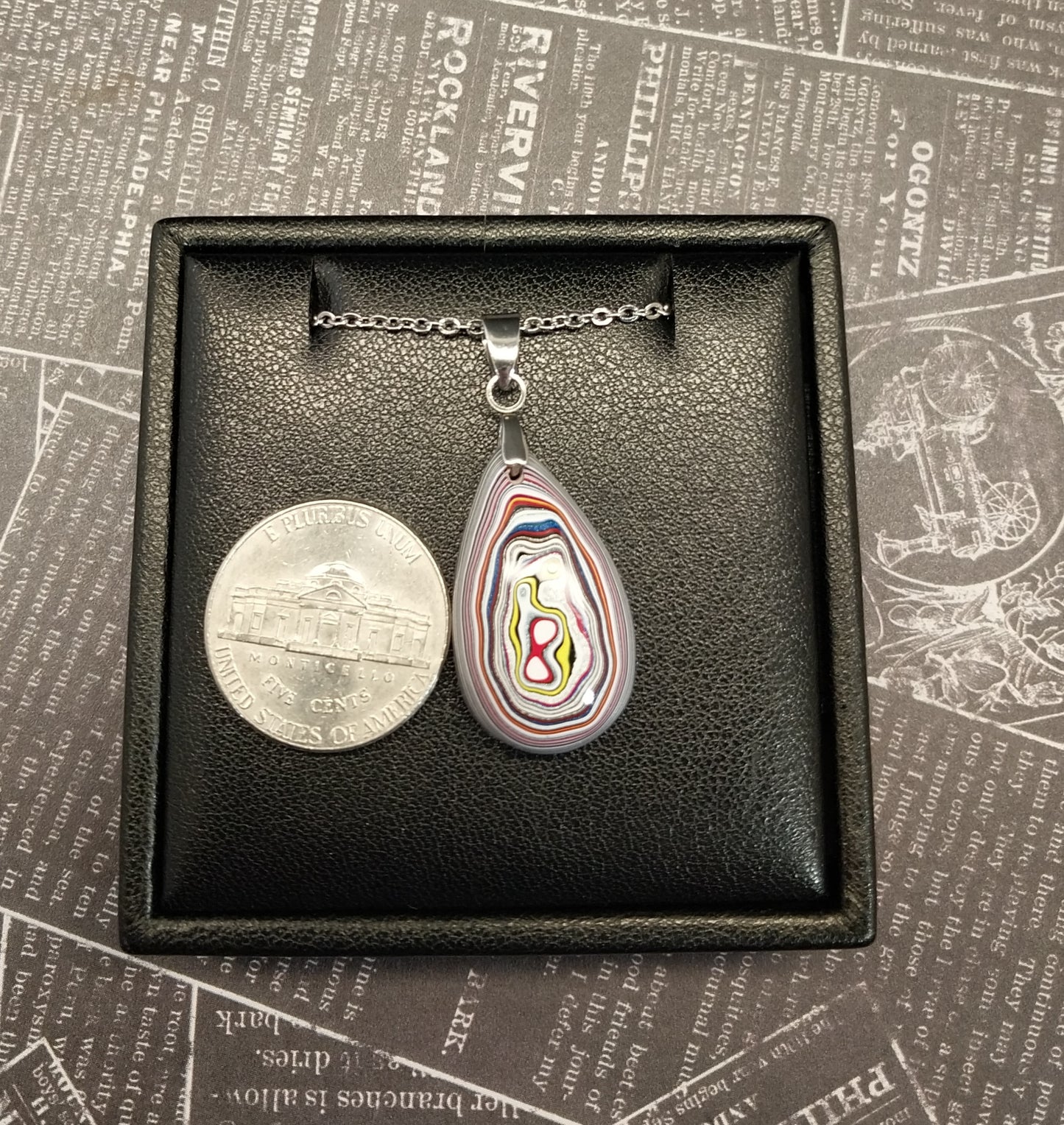 Fordite Necklace, Smaller Size, Fordite Jewelry, USA Handmade EB100