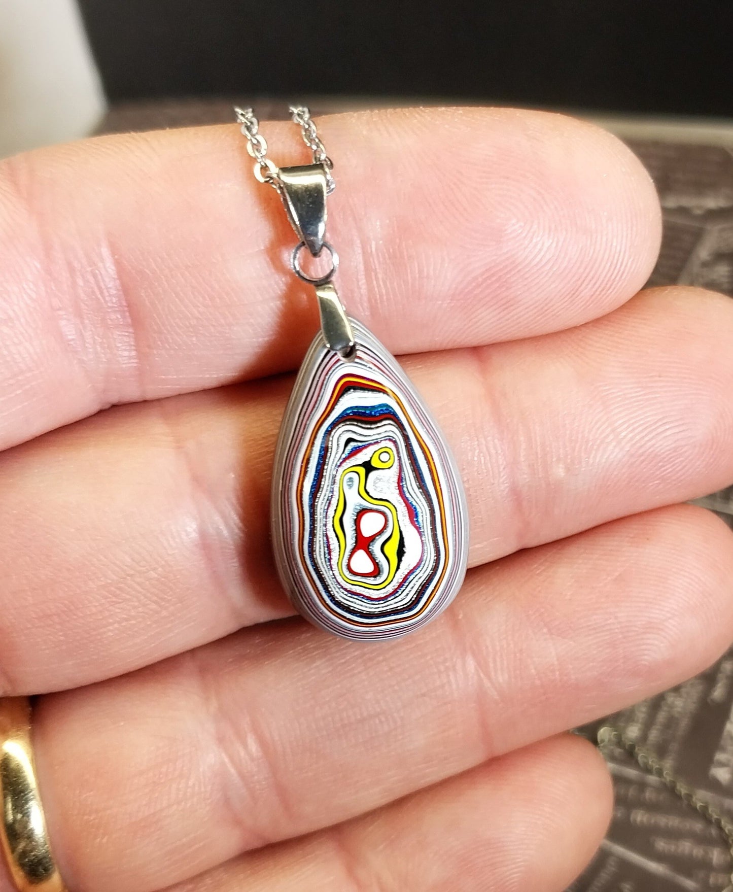 Fordite Necklace, Smaller Size, Fordite Jewelry, USA Handmade EB100