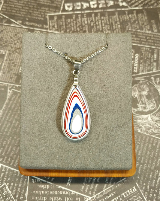 Fordite Necklace, Domed Teardrop Agate EB35