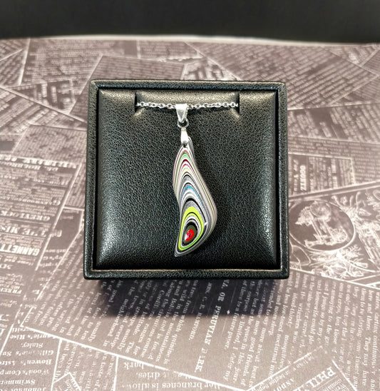 Fordite Necklace, Bird Shape, Unique Pendant, ET3