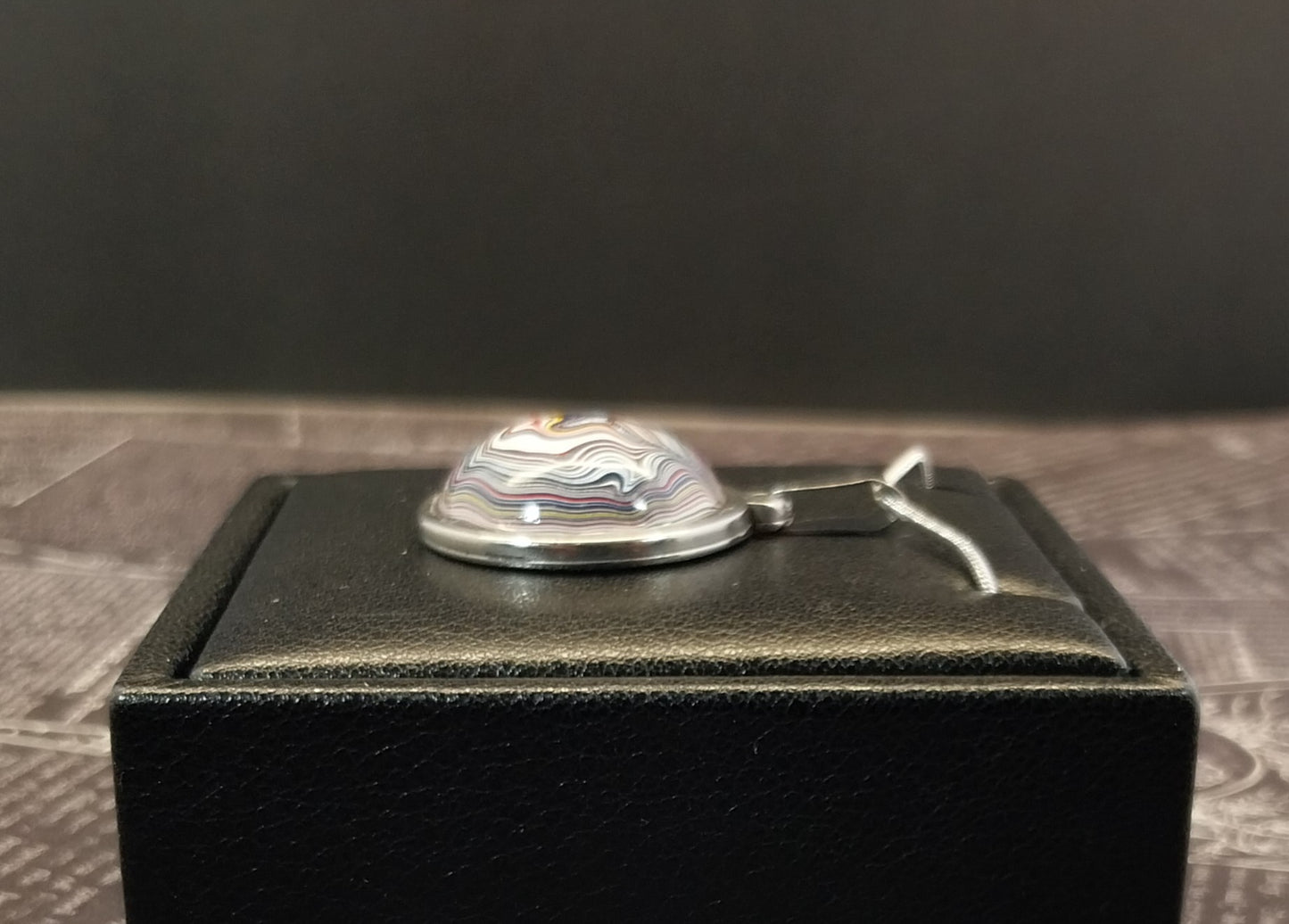 Toledo Ohio Fordite Necklace in Stainless Steel, EB102