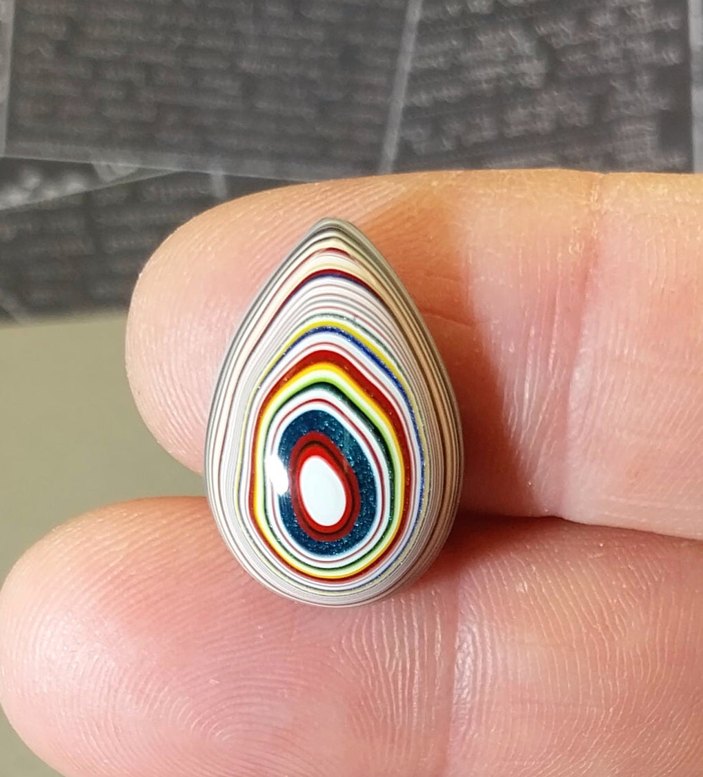 Fordite Cabochon Teardrop Shape Happy Agate Studio EB82