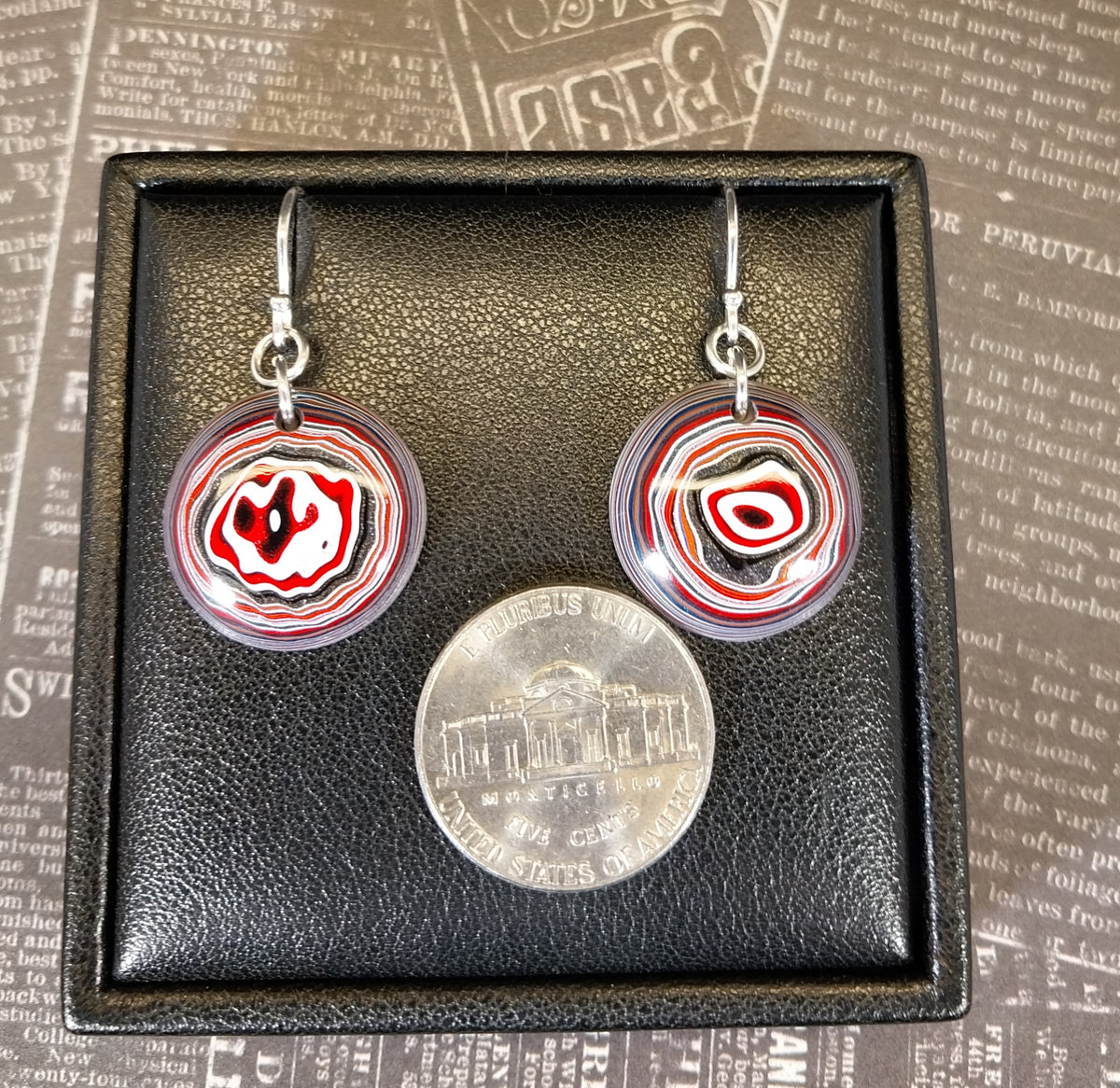 Round Fordite Earrings with Solid Sterling Silver