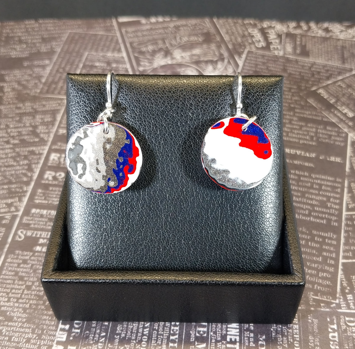 Round Fordite Earrings with Solid Sterling Silver