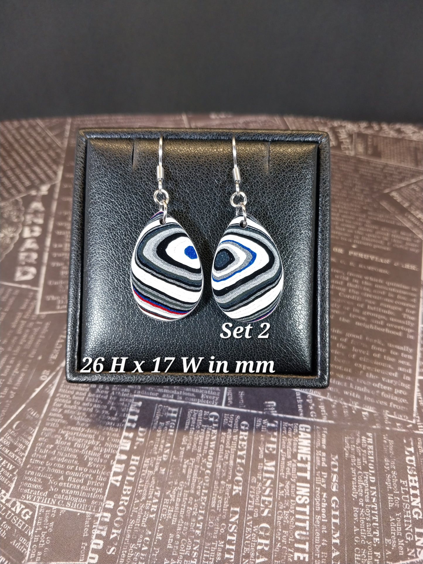 Fordite Earrings in Teardrops with Surgical Steel Ear Wires