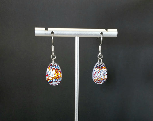 Fordite Earrings Small Teardrops with Stainless Steel, EB116