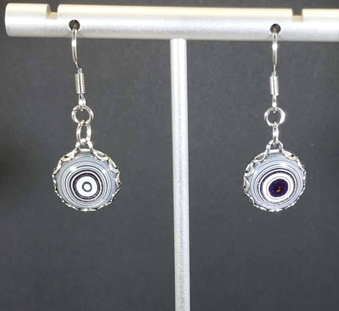 Michigan Fordite Earrings, Stainless Steel, EB98