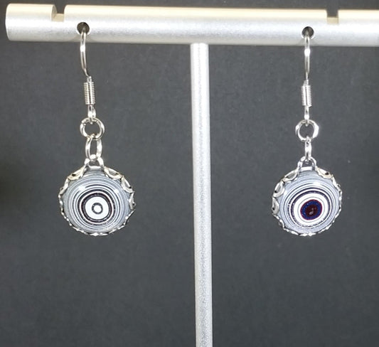 Michigan Fordite Earrings, Stainless Steel, EB98