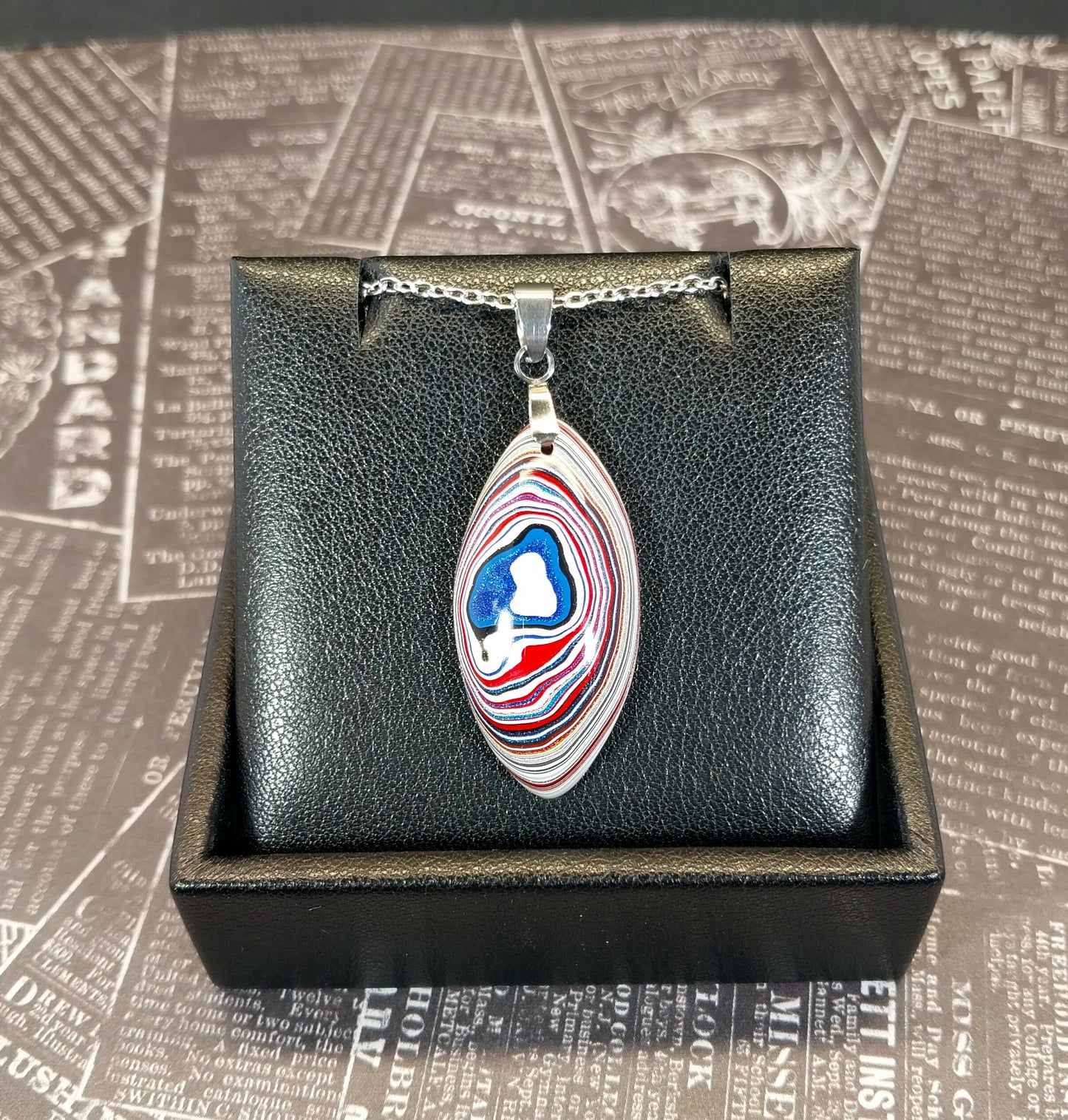 Fordite Necklace, Colorful Recycled, USA Handmade, Recycled EB56