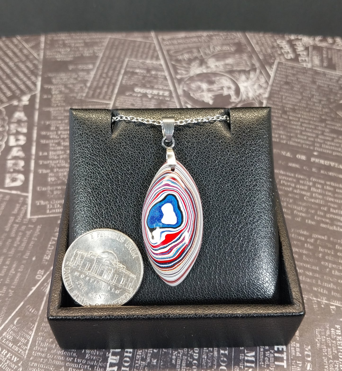 Fordite Necklace, Colorful Recycled, USA Handmade, Recycled EB56