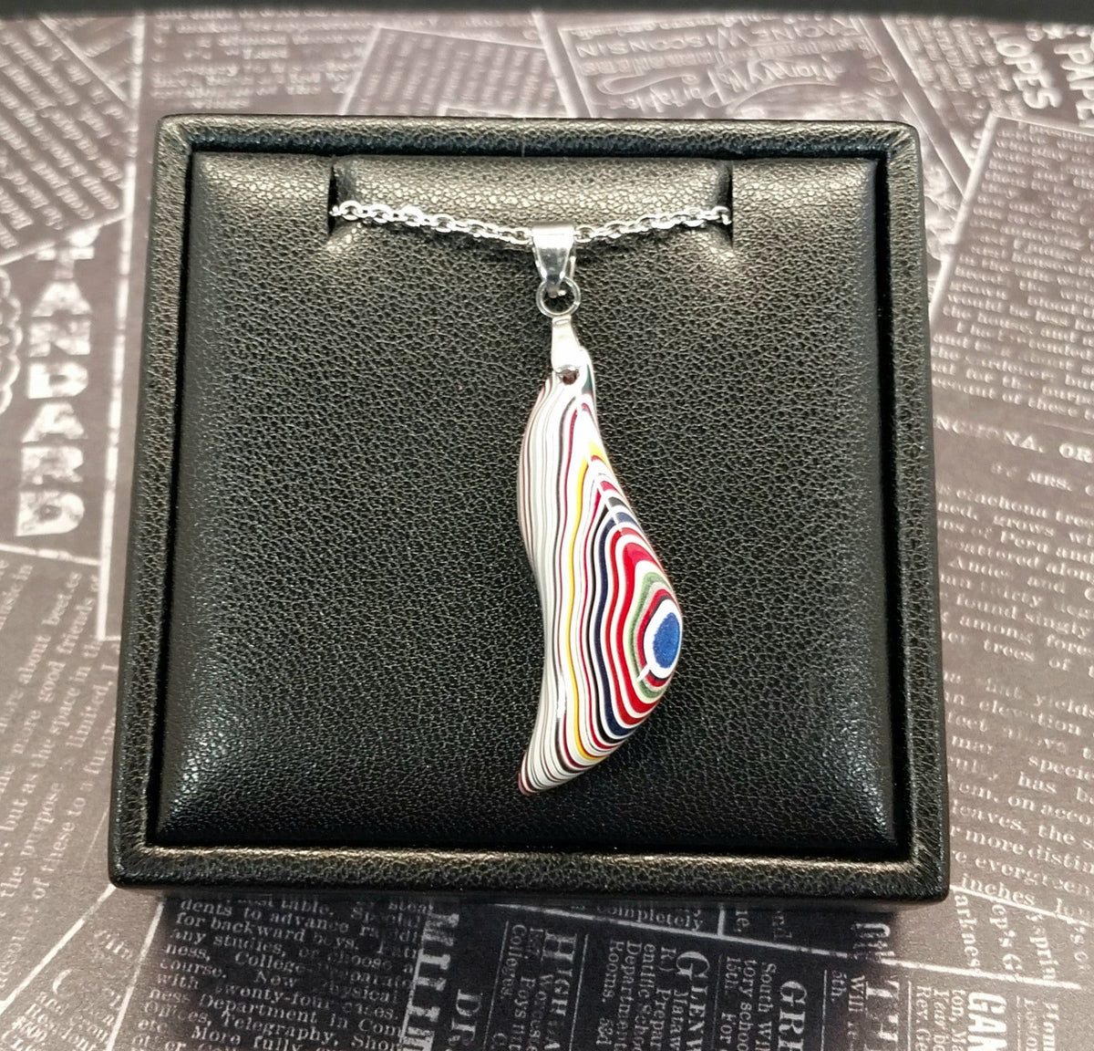 Fordite Necklace, Unique Shape, Happy Agate Studio EB103