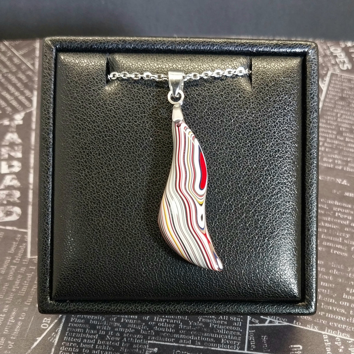 Fordite Necklace, Unique Shape, Happy Agate Studio EB103