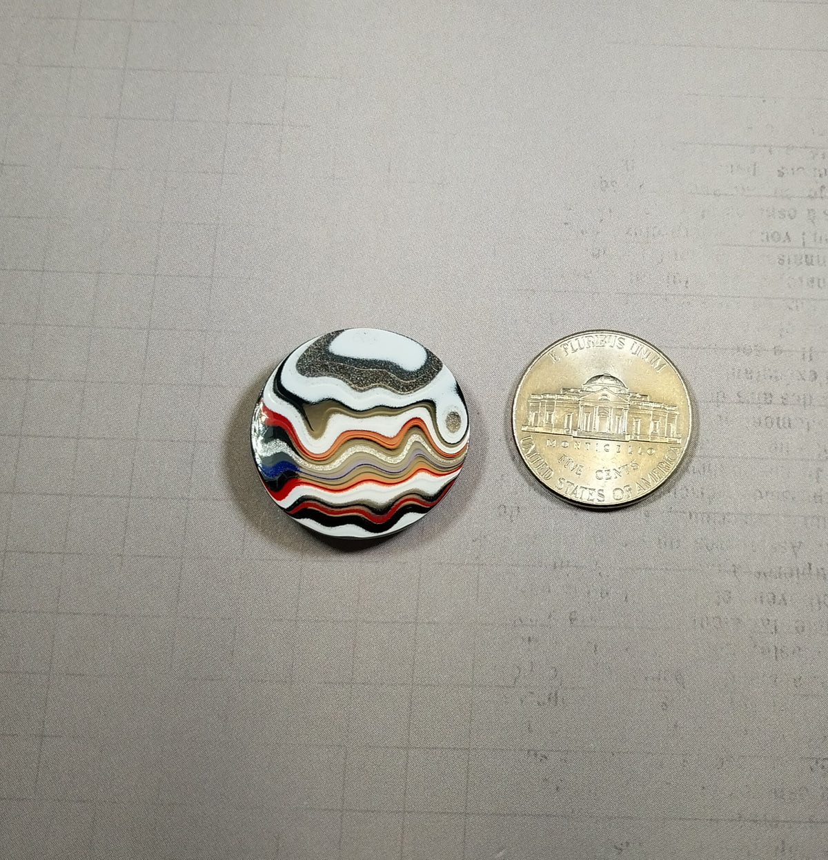 Fordite Cabochon, Good Sized Domed Round, EB87