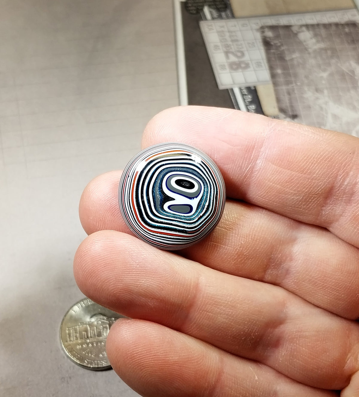 Fordite Cabochon, Good Sized Domed Round, EB87