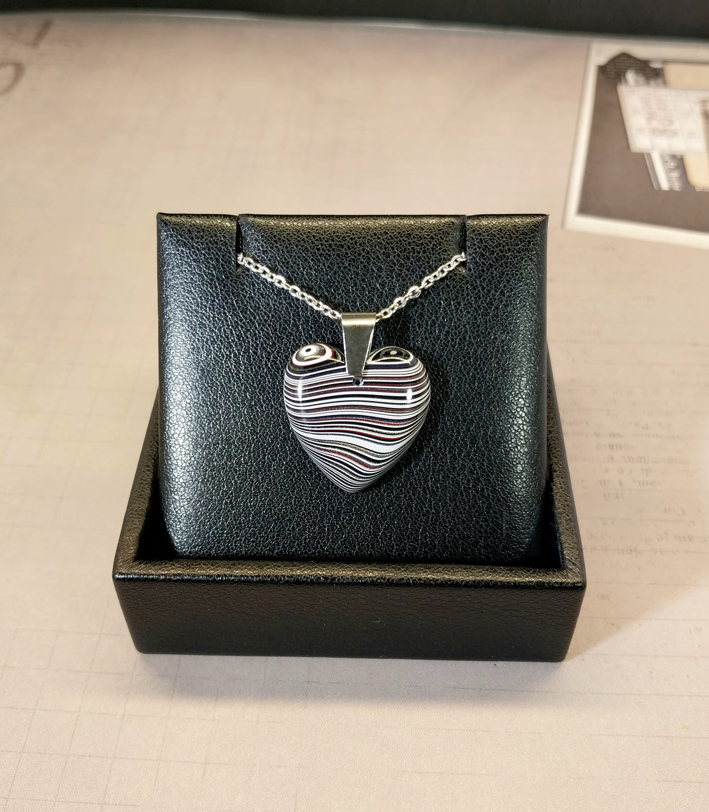 Fordite Necklace, Michigan Fordite Heart, Fordite Pendant