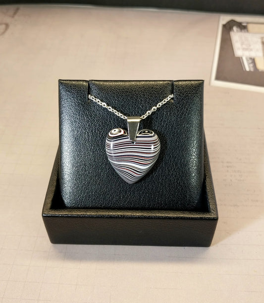 Fordite Necklace, Michigan Fordite Heart, Fordite Pendant