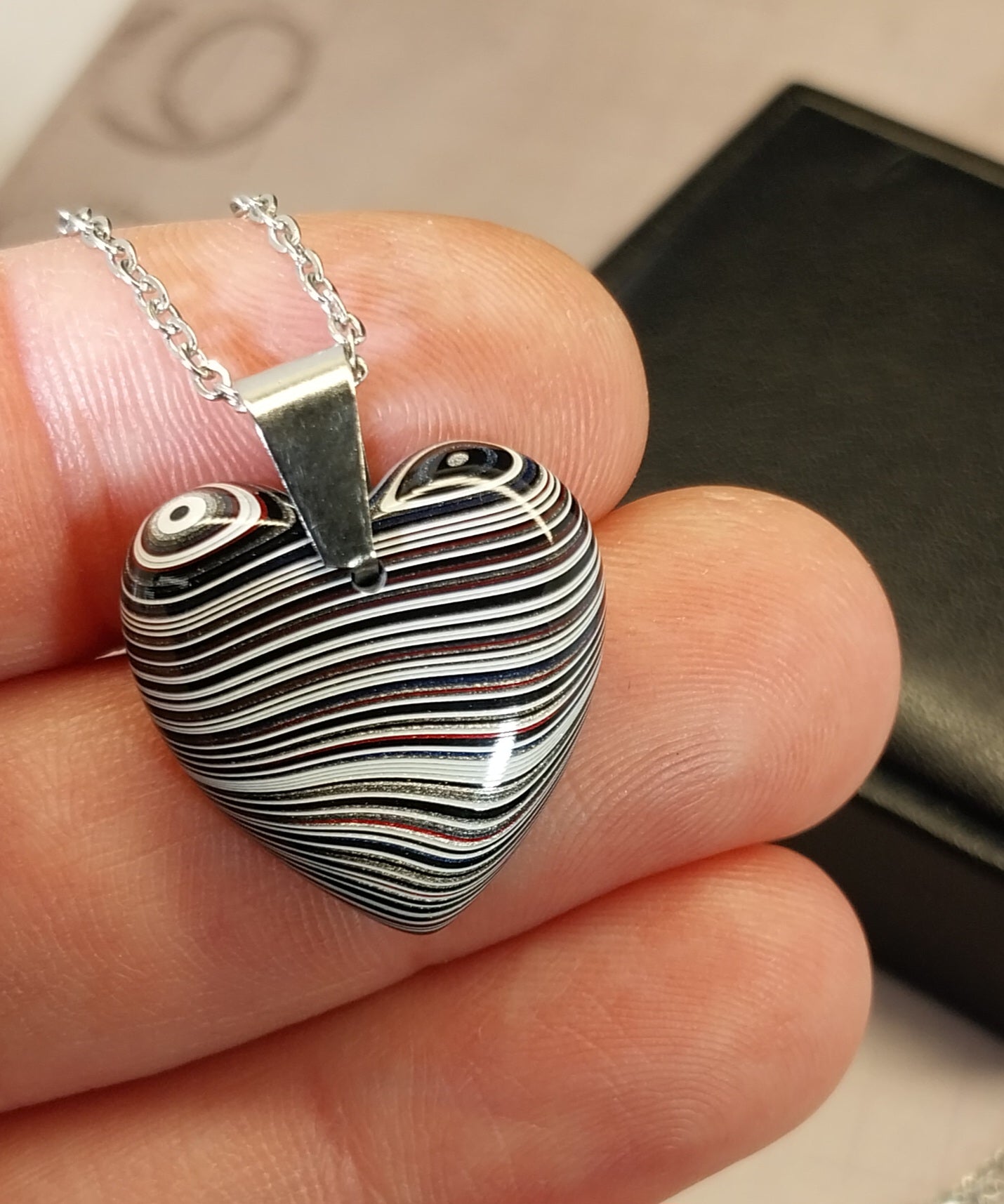 Fordite Necklace, Michigan Fordite Heart, Fordite Pendant