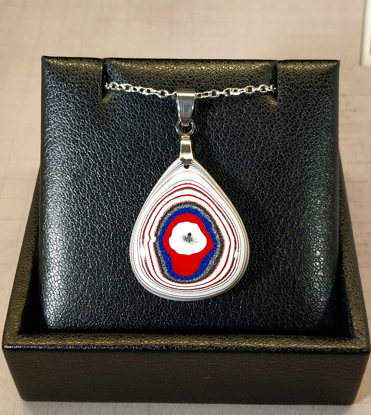Fordite Necklace in Domed Fan Incredible Piece