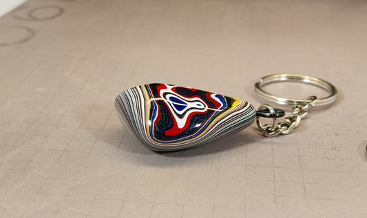 Fordite Key chain Palm Stone in Ohio Motor Agate