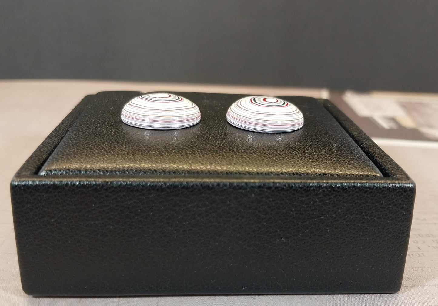Fordite Cabochons, Pair of Round Stones for Earrings or Rings