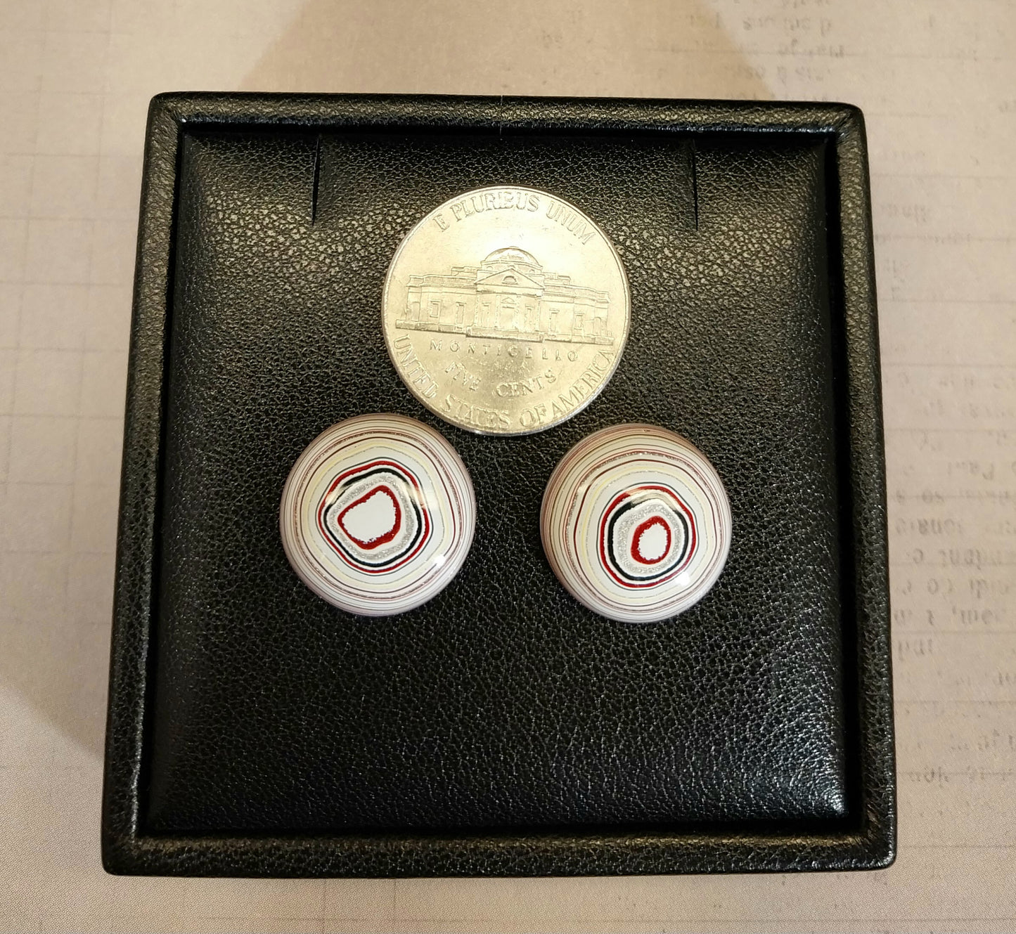 Fordite Cabochons, Pair of Round Stones for Earrings or Rings